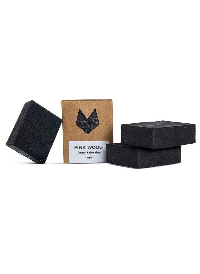 PINK WOOLF Bath Soaps Combo Set Of 3 Organic Soaps Charcoal & Ylang Ylang Organic And Handmade All Skin Types Removes Oil & Dirt Each Soap Bar Is 125 G  - Image 2