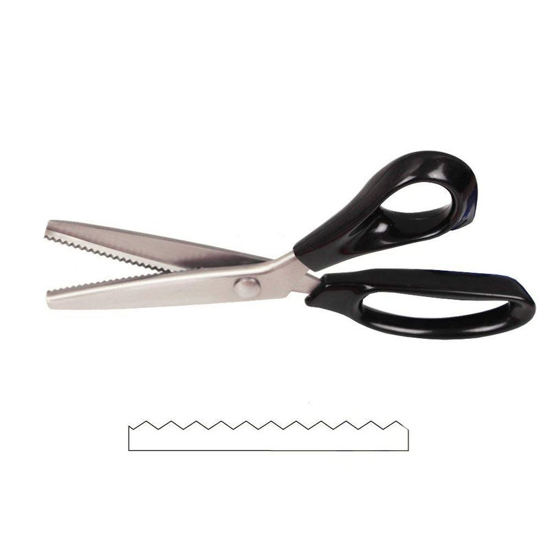 Fabric Pinking Shears Serrated Scalloped Stainless Steel Professional Sewing Scissors for Leather Tailoring Paper Crafts Black 3mm Blade