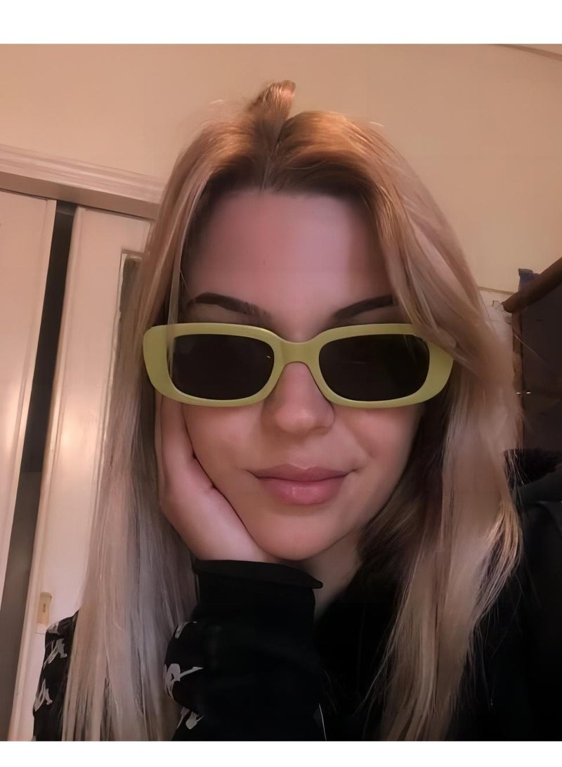 SYOSI Retro Rectangle Sunglasses Women and Men Vintage Small Square Sun Glasses Protection Glasse, UV400 Protection Glasse, Vintage Driving Glasses 90’s Fashion Narrow Square Frame - Image 3