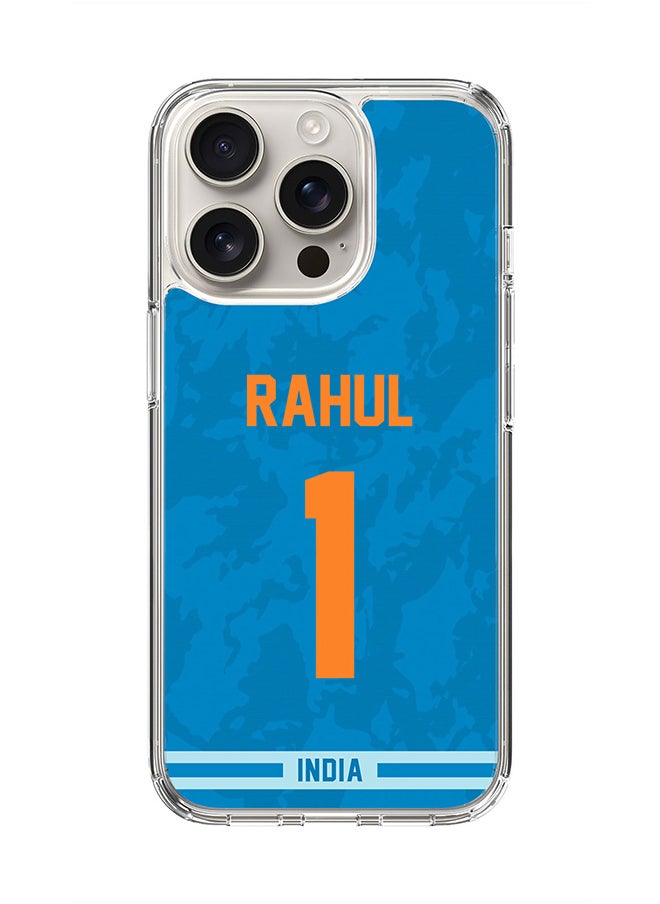 Stylizedd For iPhone 16 Pro Case [Compatible with MagSafe] Slim Magnetic cover Clear Phone Case - Team India KL Rahul, Jersey No 1  - Image 1