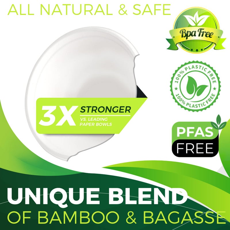 BIRCHIO 9oz Sample Paper Bowls [100-Pack]  Heavy Duty Disposable Bowls Perfect for Dip Sauce  Fruit and Snacks  100% Compostable Sample Bowls and Eco-Friendly Made from Bagasse - Image 3