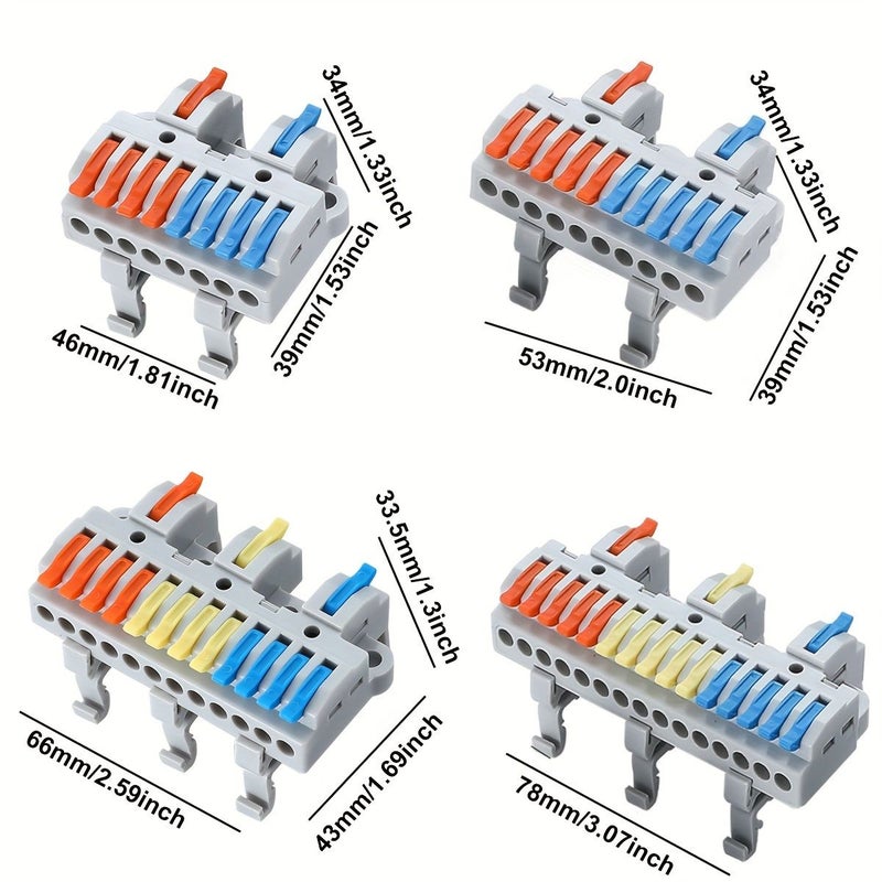 KV4210G 3 Pack Push In Rail Quick Connection Terminals 28 12 AWG Wire Connectors - Image 1