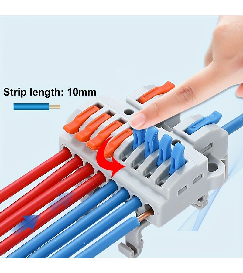 KV4210G 3 Pack Push In Rail Quick Connection Terminals 28 12 AWG Wire Connectors - Image 3