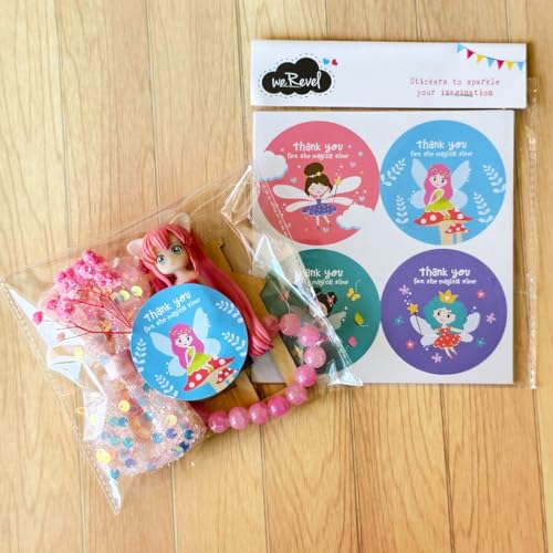weRevel Fairy Theme Thank You for A Magical Time Party Stickers, 40 Count, 2 Inches, Round, 4 Unique Designs - Image 3