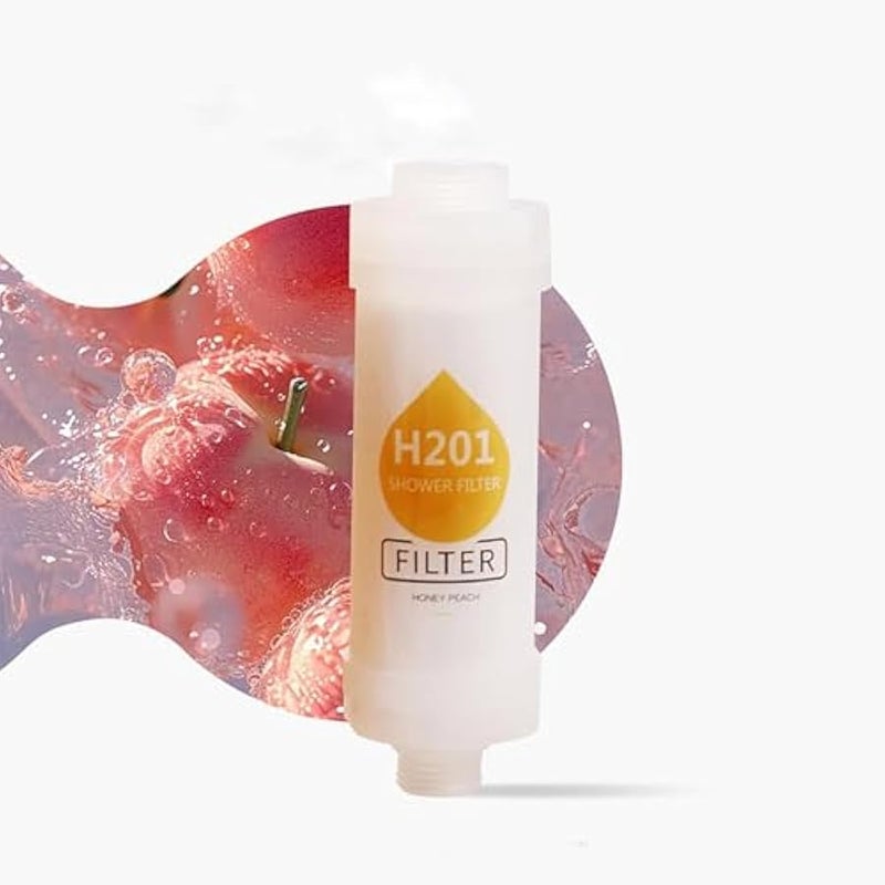 Shower Head Filter Bathroom Accessories for Hard Water Filter Vitamin C Replacement Cartridge Remove Chlorine Fluoride Heavy Metals Improves Skin Condition Protects Hair Peach Scent - Image 1