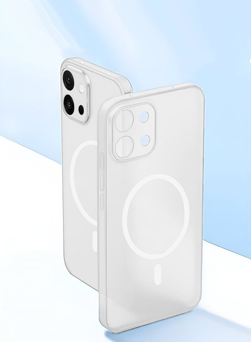 Wtech OnePlus 13T 5G 2025 Syndee Series Hybrid Translucent Magsafe with Magnetic Charging Raised Camera Lips Elegant Look Case Cover - White - Image 2