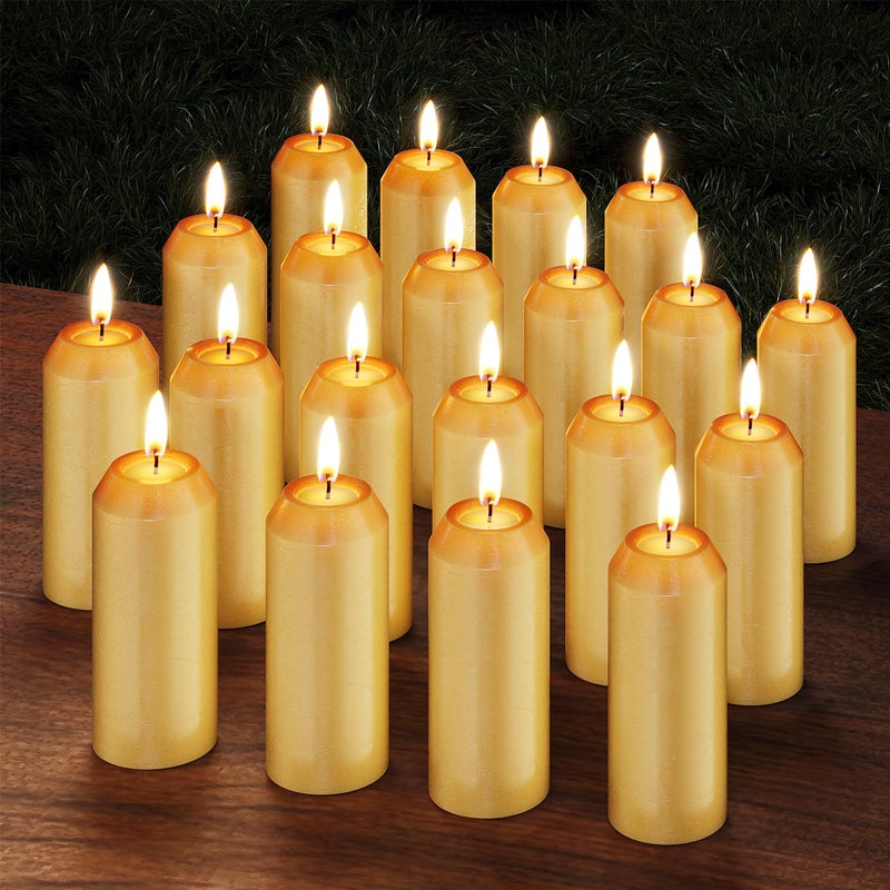NOMFIX 20Pack 15H+ Natural Beeswax Candles Emergency Long Burning [18H+ Inside Candle Lanterns], 3â€œ Small Bees Wax Pillar Candle Bulk, Survival Candles for Power Outage, Camping, Hurricane - Image 1