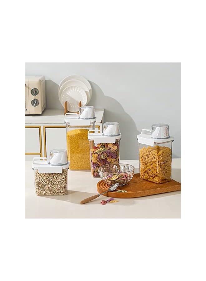 جيجيرو حاويات تخزين الطعام الجاف محكمة الغلق للأرز مع غطاء قفل، 3 عبوات صب صنبور وموزع أبازيم إغلاق، كوب قياس موزع الحبوب، سلة أرز، خالية من مادة BPA (2300 مل)، شفافة - Image 3