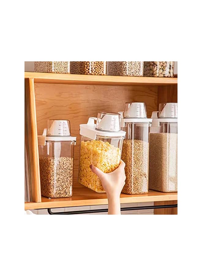 جيجيرو حاويات تخزين الطعام الجاف محكمة الغلق للأرز مع غطاء قفل، 3 عبوات صب صنبور وموزع أبازيم إغلاق، كوب قياس موزع الحبوب، سلة أرز، خالية من مادة BPA (2300 مل)، شفافة - Image 4