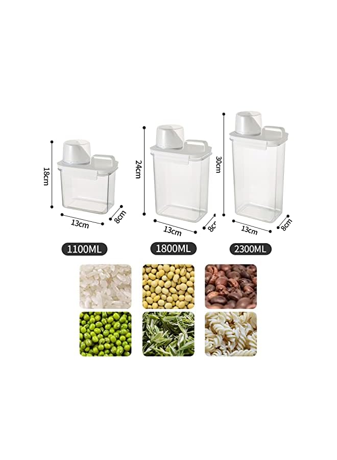 جيجيرو حاويات تخزين الطعام الجاف محكمة الغلق للأرز مع غطاء قفل، 3 عبوات صب صنبور وموزع أبازيم إغلاق، كوب قياس موزع الحبوب، سلة أرز، خالية من مادة BPA (2300 مل)، شفافة - Image 2