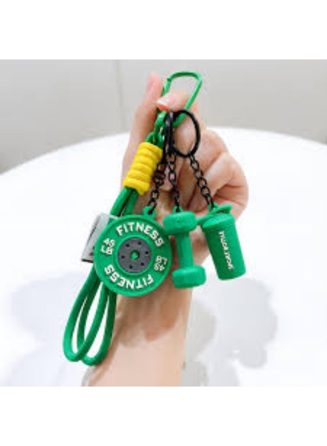 Multifunctional sports keychain featuring gym equipment and motivational designs (Green) - Image 3