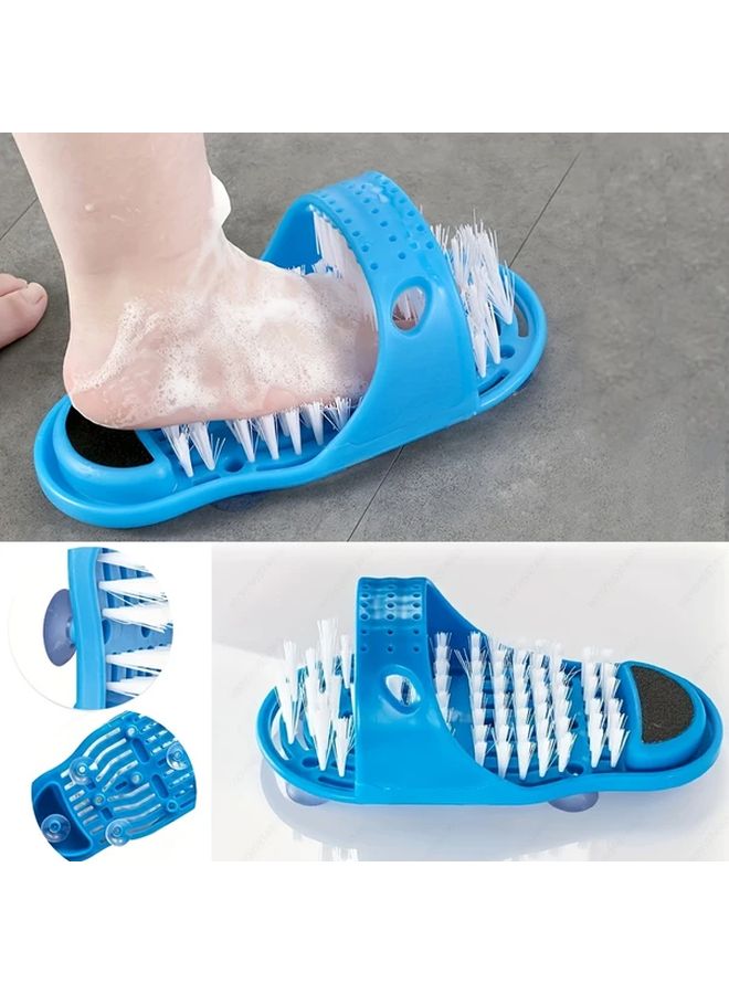 Blue Foot Scrub Slippers 2pcs Soft Exfoliating Bath Shoes With Suction Cups For Dead Skin Removal - Image 1