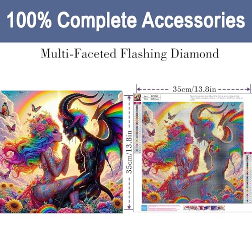 ijbnhd Diamond Art Kits for Adults, 5D Angel and Devil Diamond Painting Kits for Adults, DIY Full Drill Angel Gem Art Crystal Rhinestone for Wall Home Decor 14X14inch - Image 2