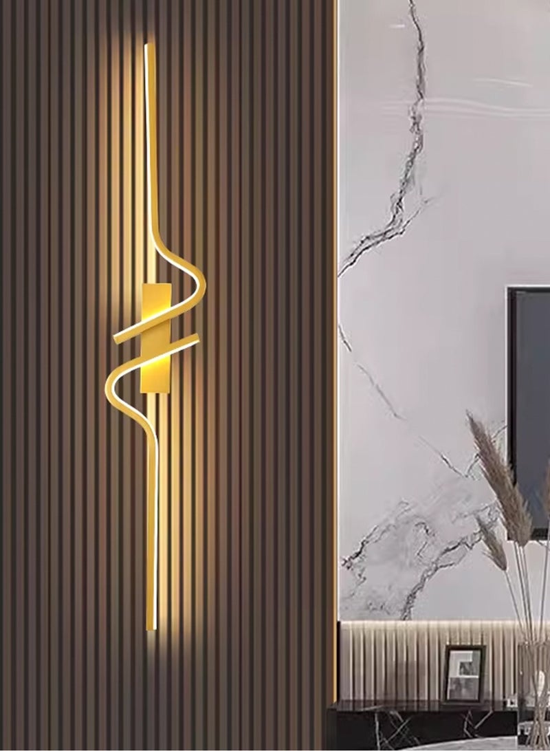 LOOPITYS Wall lamp, bracket lamp (120cm, gold, right side, three color temperature adjustable from 3000K to 6000K) LED wall lamp, simple bedroom bedside wall lamp, living room TV sofa home decoration background wall lamp - Image 1