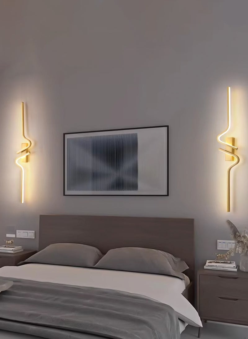 LOOPITYS Wall lamp, bracket lamp (120cm, gold, right side, three color temperature adjustable from 3000K to 6000K) LED wall lamp, simple bedroom bedside wall lamp, living room TV sofa home decoration background wall lamp - Image 2