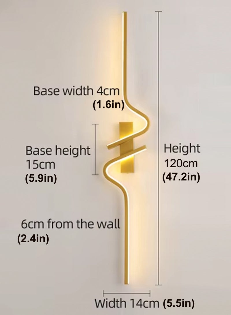 LOOPITYS Wall lamp, bracket lamp (120cm, gold, right side, three color temperature adjustable from 3000K to 6000K) LED wall lamp, simple bedroom bedside wall lamp, living room TV sofa home decoration background wall lamp - Image 5