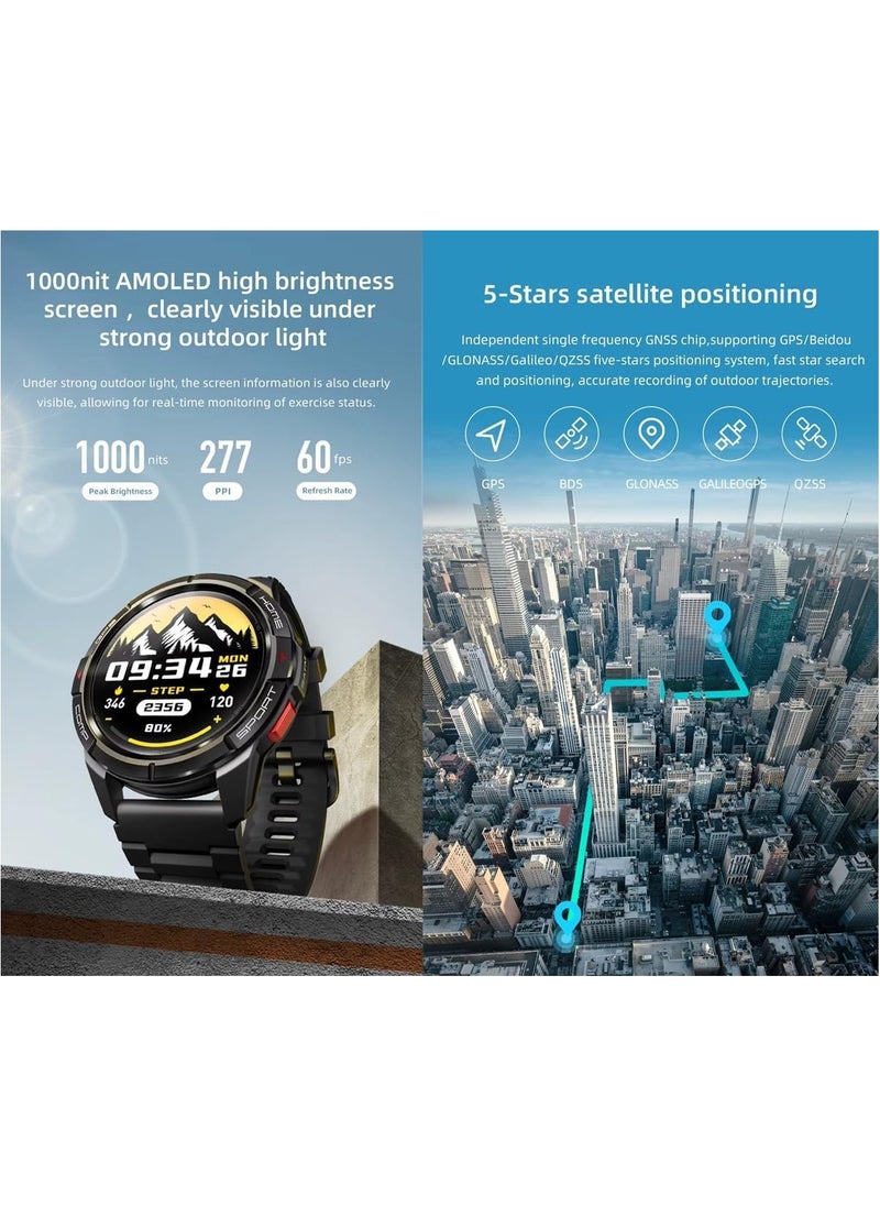 Mibro - GS Active Smartwatch 1.3 Inch AMOLED Display GPS Global Positioning System 10 Axis Motion Senor Seek Beats Seek Beats Exercise Algorithm 24-Hour Health Management Dual Strap (white) - Image 1