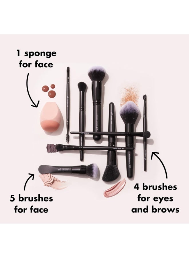 elf Ten Out Of Ten Brush Set, 10 Piece Brush Kit, Brushes For Face Makeup, Eyes, Brows & More, Made With Synthetic Bristles, Vegan & Cruelty-Free - Image 2
