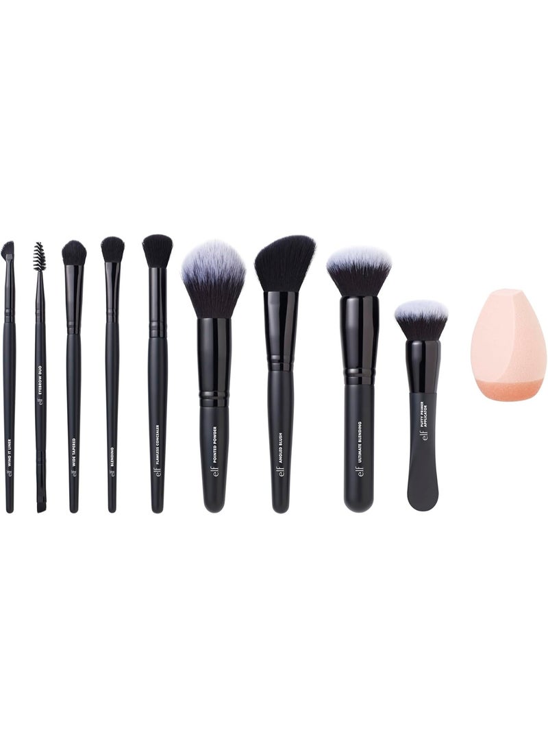 elf Ten Out Of Ten Brush Set, 10 Piece Brush Kit, Brushes For Face Makeup, Eyes, Brows & More, Made With Synthetic Bristles, Vegan & Cruelty-Free - Image 3