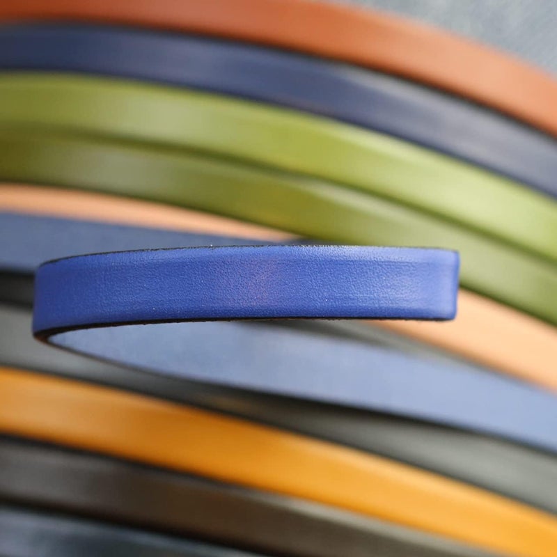 Aezzo Flat Genuine Leather Cord for Bracelet Making 3/8 in. - Real Leather Strip for Jewelry, Keychain, DIY Craft Making, Watch Band, Purse Strap, 1.1 Yard (Royal Blue) - Image 2