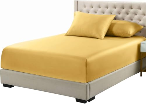 Royal Tradition Viscose from Bamboo Bed Sheets, King, Solid Gold, Super Soft and Cool 4PC Sheet Set - Image 4