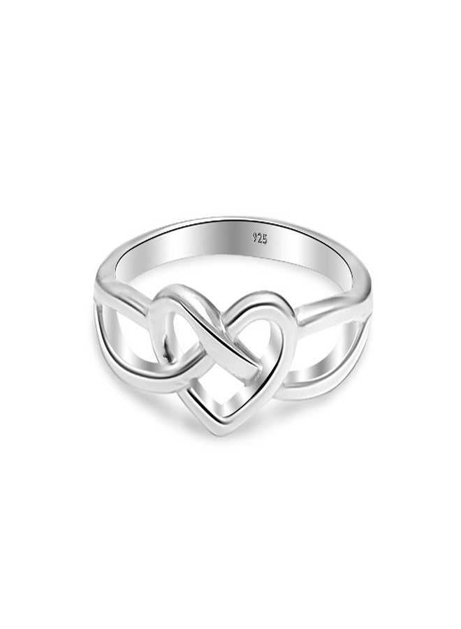 LeCalla 925 Sterling Silver Love Knot Promise Ring | Heart Knot Rings for Women | Women's Silver Celtic Knot Ring(Size-7 No.) - Image 1