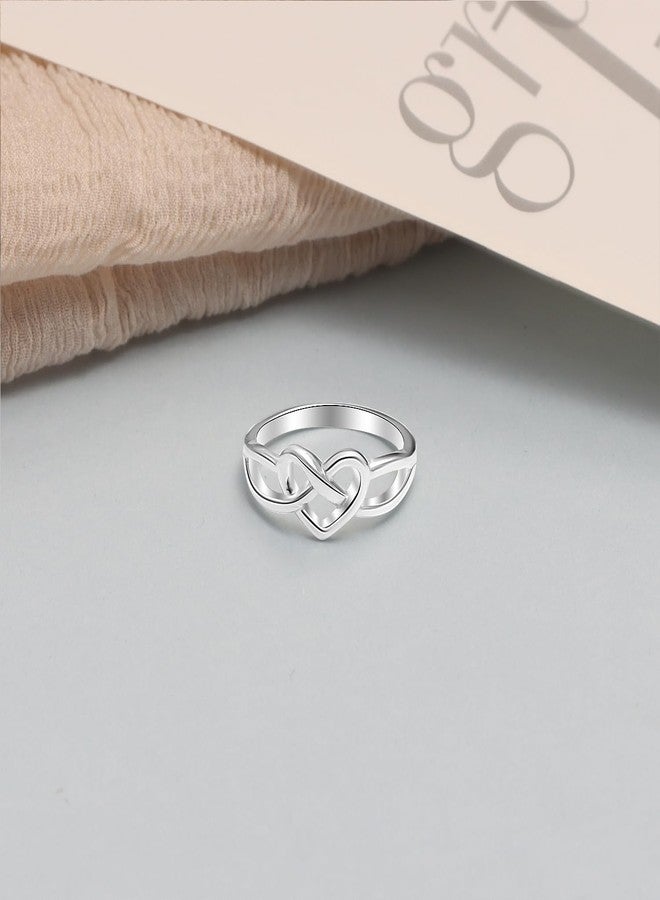 LeCalla 925 Sterling Silver Love Knot Promise Ring | Heart Knot Rings for Women | Women's Silver Celtic Knot Ring(Size-7 No.) - Image 3