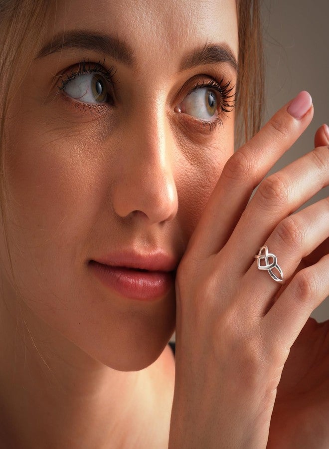 LeCalla 925 Sterling Silver Love Knot Promise Ring | Heart Knot Rings for Women | Women's Silver Celtic Knot Ring(Size-7 No.) - Image 2