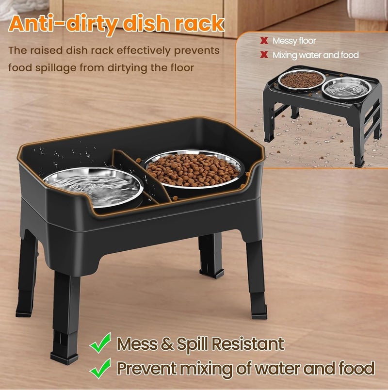L&E Global flexible sizing options 3-in-1 Elevated Dog Bowls Mess Proof Raised Slow Feeder Dog Bowls, 4 Height Adjustable Bowl Stand Licking Plate with 2 56oz Stainless Steel Dog Food Bowls for Small Medium Large Dogs Pets Cross-location transit friendly build - Image 4