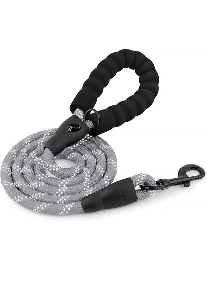 Eagle Pets Reflective Nylon Dog Leash - Durable No-Pull Pet Leash with Soft Padded Handle for Small, Medium & Large Dogs - Night Safety Walking Lead (Grey, 5ft) - Image 1