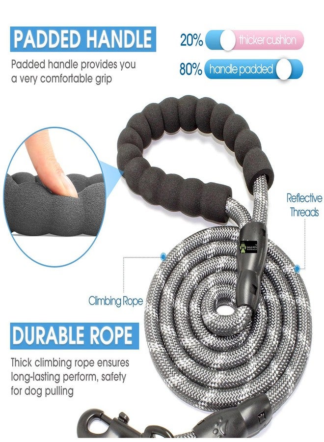 Eagle Pets Reflective Nylon Dog Leash - Durable No-Pull Pet Leash with Soft Padded Handle for Small, Medium & Large Dogs - Night Safety Walking Lead (Grey, 5ft) - Image 3