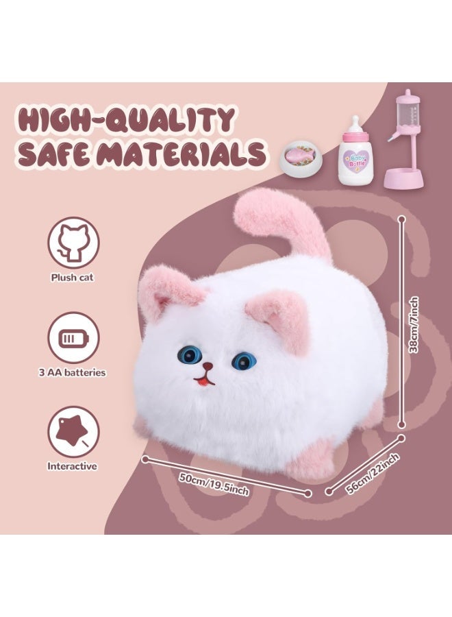 Jimate Interactive Cat Toys for Kids Aged 3-7, Plush Toy Cat That Meows, Blink and Talk, Children's Toy Cat with Pet Waterer, Milk Bottle and Pet Bowl, Creative for Boys and Girls - Image 2