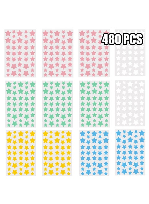Star Pimple Patches for Face Acne Patches - Star Shape, Acne Patches 5 Colors 3 Sizes 480 Count, Mighty Pimple Patches Cute Pimple Stickers for Blemish Protection tools Kit