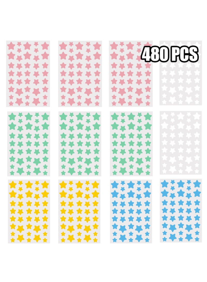Star Pimple Patches for Face Acne Patches - Star Shape, Acne Patches 5 Colors 3 Sizes 480 Count, Mighty Pimple Patches Cute Pimple Stickers for Blemish Protection tools Kit - Image 1