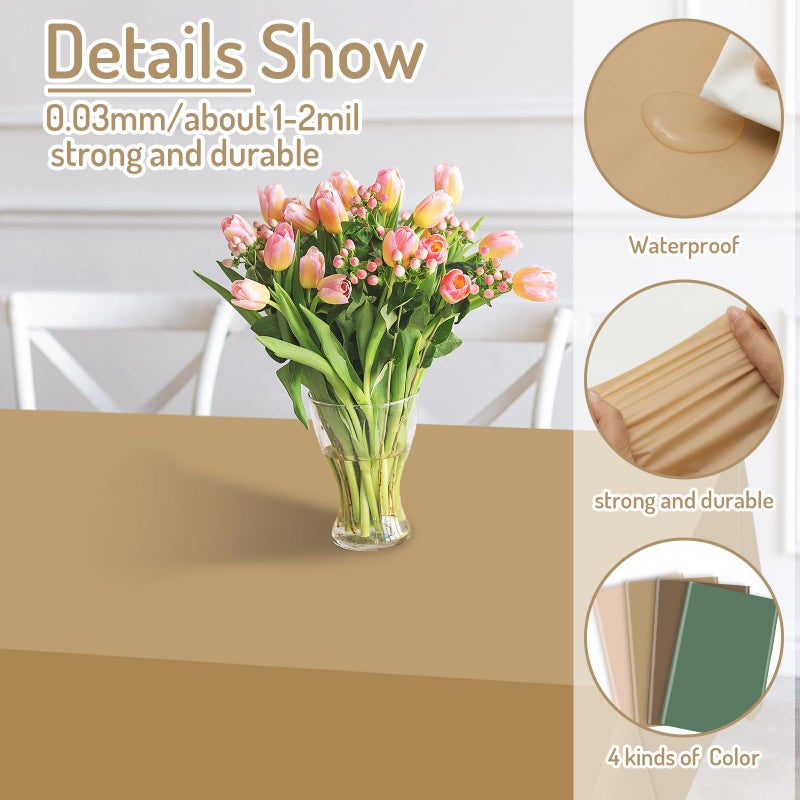 Whaline 12Pcs Woodland Themed Plastic Tablecloth Rectangle Table Cover Sage Green Brown Waterproof Table Cloth for Forest Party Decoration Supplies, 54 x 108 Inch - Image 3