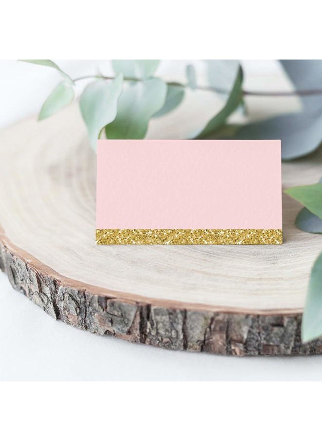 Andaz Press - Blush Pink Gold Glitter Print Wedding, Printable Table Tent Place Cards, 20-Pack, Seat Placement Cards Blank Place Cards For Table Settings Name Cards for Baby Shower Graduation Food Cards - Image 1