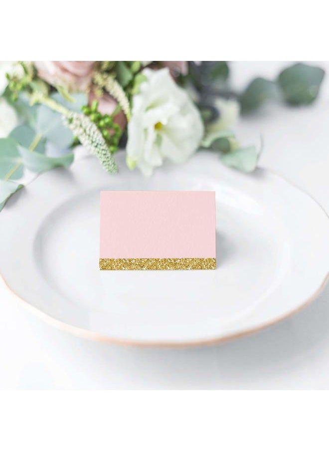 Andaz Press - Blush Pink Gold Glitter Print Wedding, Printable Table Tent Place Cards, 20-Pack, Seat Placement Cards Blank Place Cards For Table Settings Name Cards for Baby Shower Graduation Food Cards - Image 1