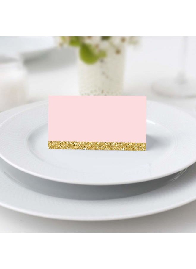 Andaz Press - Blush Pink Gold Glitter Print Wedding, Printable Table Tent Place Cards, 20-Pack, Seat Placement Cards Blank Place Cards For Table Settings Name Cards for Baby Shower Graduation Food Cards - Image 1