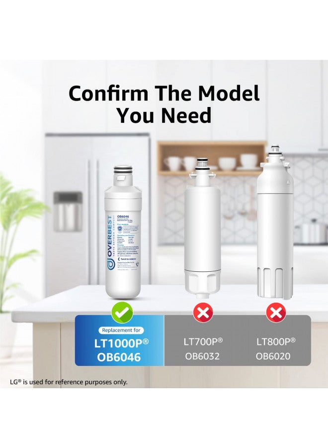 Overbest Overbest LT1000PC ADQ747935 Refrigerator Water Filter and Air Filter, Replacement for LG® LT1000P®, ADQ74793501, ADQ74793502, Kenmore 469980, 9980 and LT120F®, 3 Combo  - Image 1