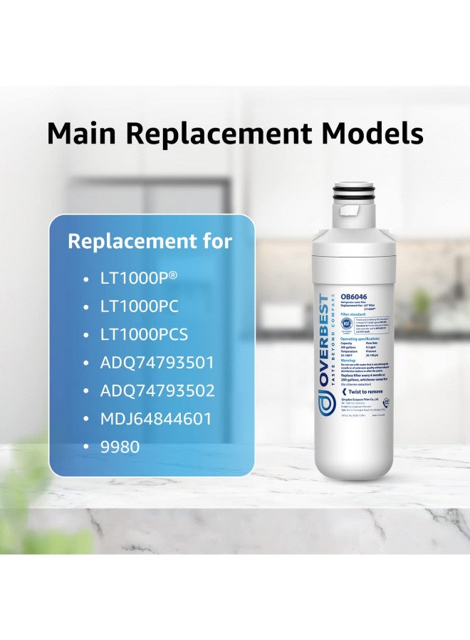 Overbest Overbest LT1000PC ADQ747935 Refrigerator Water Filter and Air Filter, Replacement for LG® LT1000P®, ADQ74793501, ADQ74793502, Kenmore 469980, 9980 and LT120F®, 3 Combo  - Image 3
