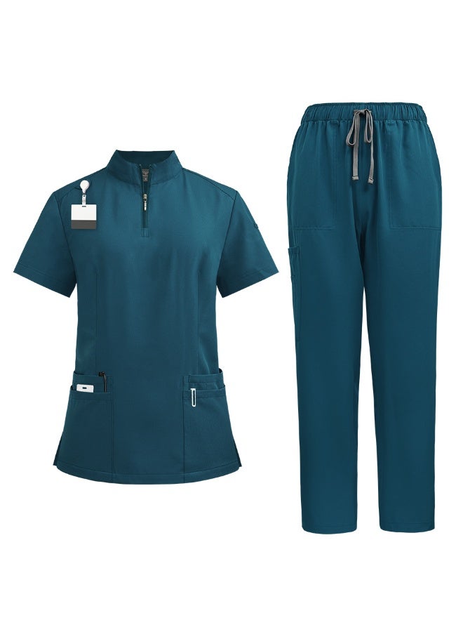 NIBEMINENT Medical Doctor Nurse Surgical Uniforms Woman Scrub Set Beauty Salon Work Wear Clinical Scrubs Top-Pants Spa Nursing Tunic Suit - Image 1