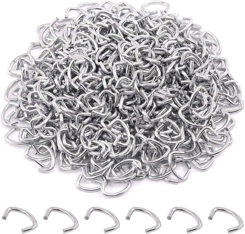 Rustark 1000 Pcs 1/2" Galvanized Hog Rings, Professional Upholstery Hog Rings Set for Furniture,Fencing,Bagging, Railing, Sausage Casing, Meat Bags, Shock Cords - Image 1
