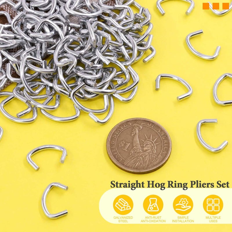 Rustark 1000 Pcs 1/2" Galvanized Hog Rings, Professional Upholstery Hog Rings Set for Furniture,Fencing,Bagging, Railing, Sausage Casing, Meat Bags, Shock Cords - Image 3