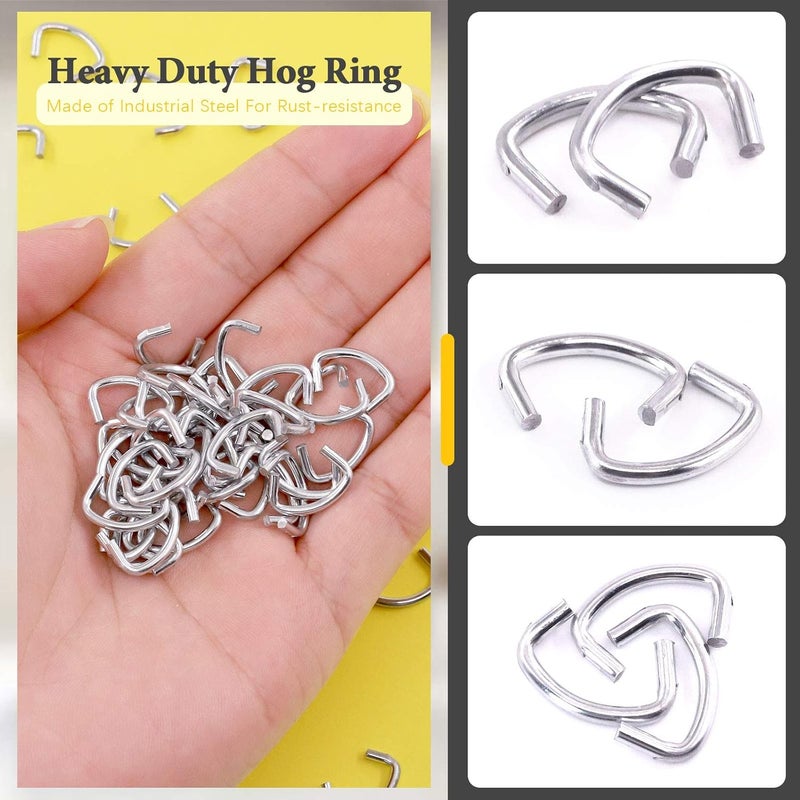 Rustark 1000 Pcs 1/2" Galvanized Hog Rings, Professional Upholstery Hog Rings Set for Furniture,Fencing,Bagging, Railing, Sausage Casing, Meat Bags, Shock Cords - Image 4
