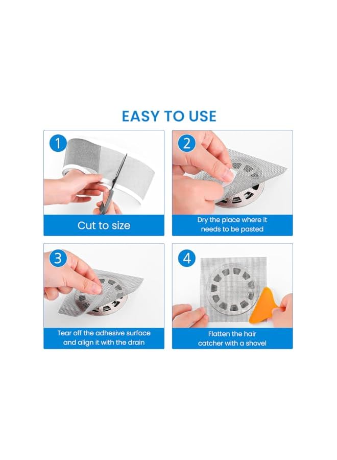 The Bros Drain Hair Catcher Mesh Self Adhesive, Cuttable DIY Shower Drain Cover Hair Catcher, 13 Foot Hair Stopper 4.72 Inch Hair Catcher for Any Length, for Laundry,Bathroom, Kitchen, Sink and Drain - Image 3