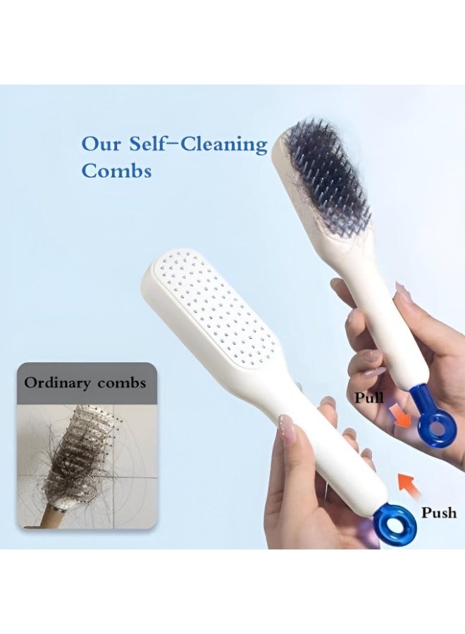 Innovative self-cleaning hairbrush with a lifting rotating design – practical anti-static styling comb with scalp massage – easily detangles and smooths hair – comfortable for daily use by women – multi-colored - Image 4