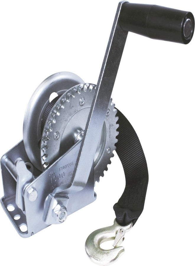 SeaSense Zinc Plated Trailer Winch with 20' Strap, 1000 lb