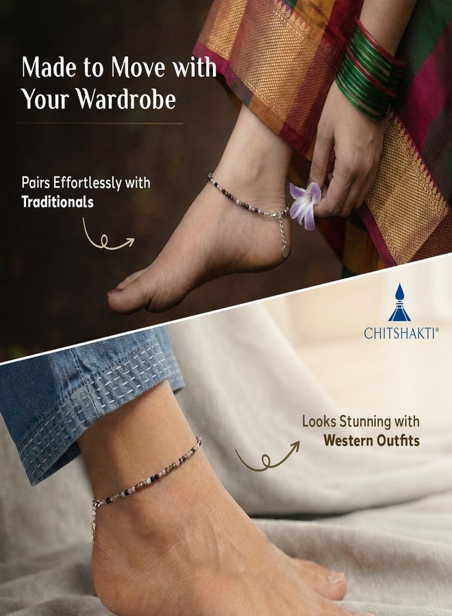 Chitshakti Multi Tourmaline Beads Anklet- 2mm | Natural Multi Tourmaline Crystal Anklet for Protection, Positivity & Balance | Healing Stone Spiritual Jewellery | Adjustable Gift for Women - Image 5