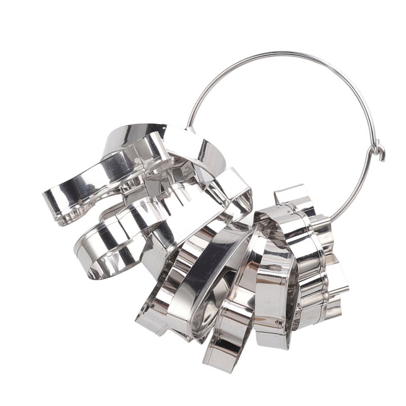 12pcs Christmas Cookie Cutters Christmas Theme Quick Release Stainless Steel Cookie Cutters Silver with Storage Rings for Cake - Image 5