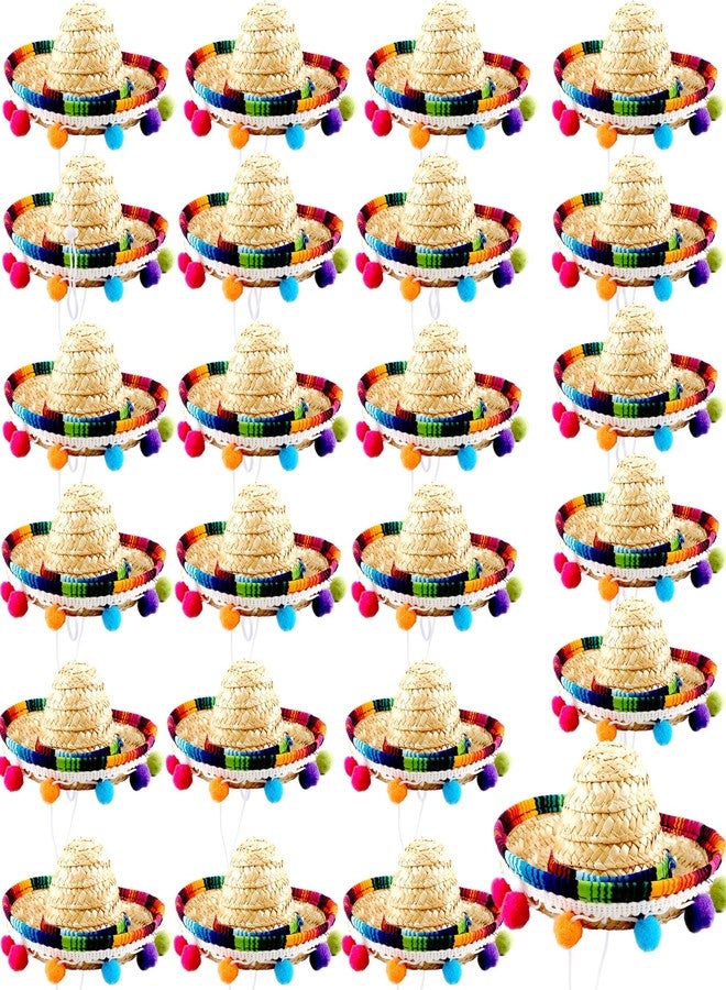 Sonarun 24 Pieces Mini Mexican Fiesta Hat Cinco De Mayo Fiesta Straw Sombrero Headbands for Kids Adult Pets Dress Up Mexican Party Decoration Photo Props - Image 1